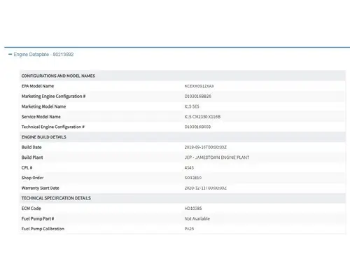 KENWORTH X15 ENGINE ASSEMBLY