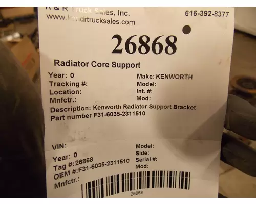 KENWORTH  Radiator Core Support