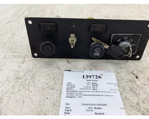 Dash Panel KENWORTH K176-7639 West Side Truck Parts