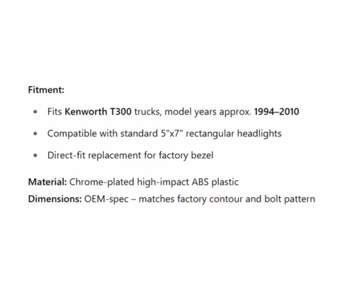 Body Parts, Misc. KENWORTH T300 K &amp; R Truck Sales, Inc.