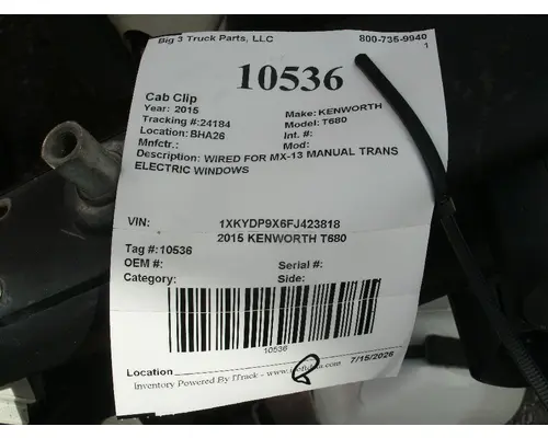 Cab KENWORTH T680 Big 3 Truck Parts, LLC