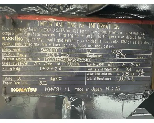 Komatsu SAA6D140E-5 Engine Assembly