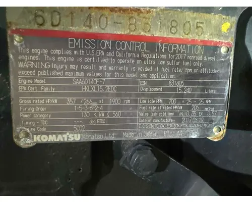 Komatsu SAA6D140E-7 Engine Assembly