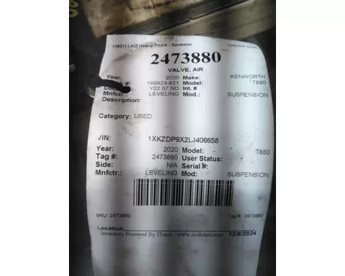 LEVELING SUSPENSION VALVE, AIR
