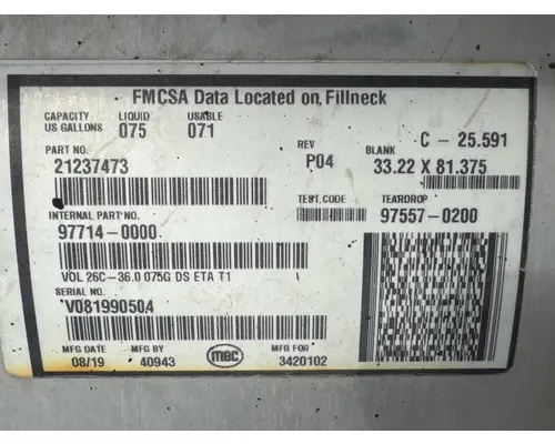 MACK 21237473 Fuel Tank