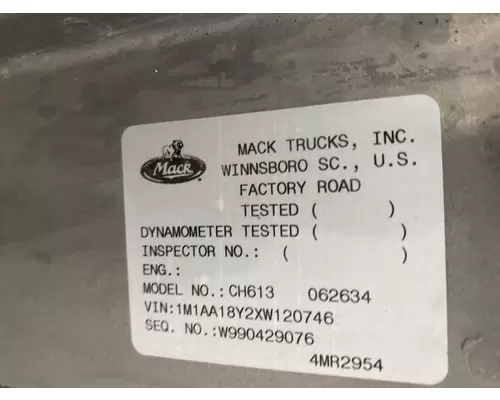 MACK CH600 Door Assembly, Front
