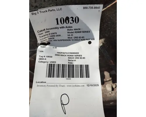 MACK CRD 92-93 Cutoff Assembly with Axles