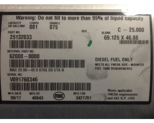 MACK CV713 GRANITE Fuel Tank