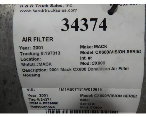MACK CX600/VISION SERIES Air CleanerParts 
