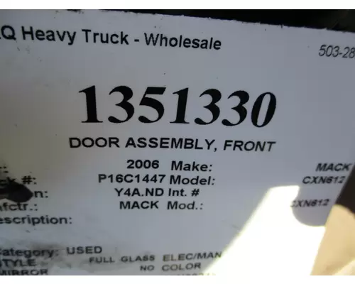 MACK CXN612 DOOR ASSEMBLY, FRONT