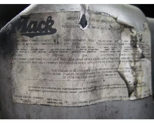MACK CXP612 FRAME, FRONT