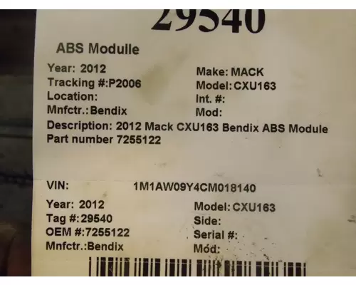 MACK CXU163 ABS Valve 