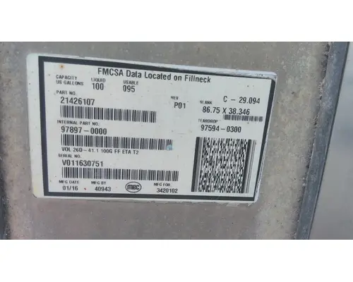 MACK CXU612 2008-2018 FUEL TANK