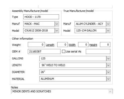 MACK CXU612 2008-2018 FUEL TANK