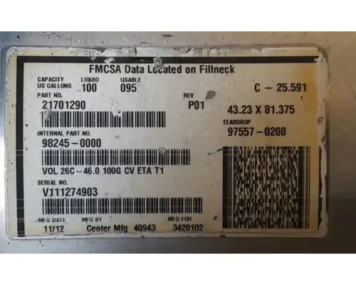 MACK CXU612 Fuel Tank