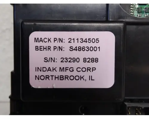 MACK CXU612 TEMPERATURE CONTROL