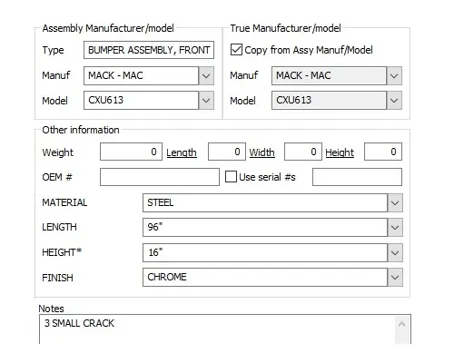 MACK CXU613 BUMPER ASSEMBLY, FRONT
