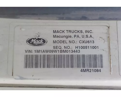MACK CXU613 Complete Vehicle