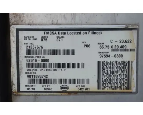 MACK CXU613 Fuel Tank