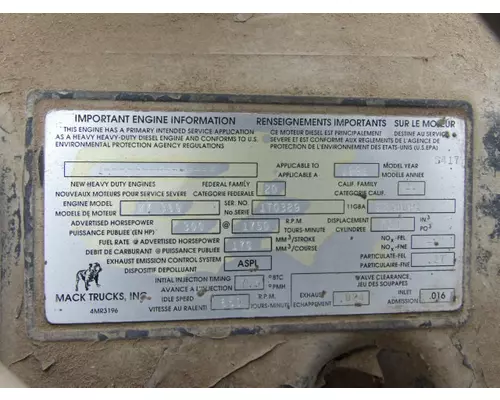 MACK E7-EM7 MECH ENGINE ASSEMBLY