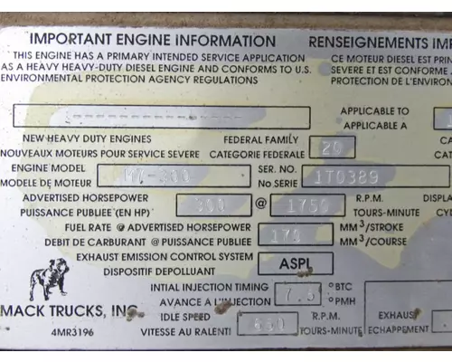 MACK E7-EM7 MECH ENGINE ASSEMBLY