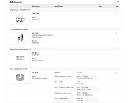 MACK E7 Engine Overhaul Kit