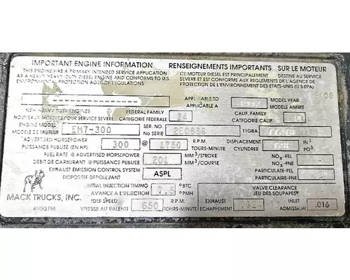 MACK EM7 Engine Assembly