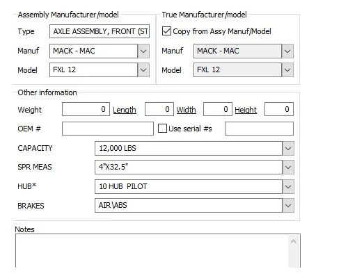 MACK FXL 12  AXLE ASSEMBLY, FRONT (STEER)