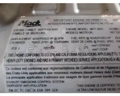 MACK MP7 EPA 10 (D11) ENGINE ASSEMBLY
