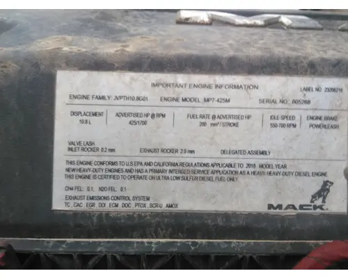 MACK MP7 EPA 17 (D11) ENGINE ASSEMBLY