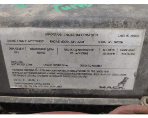 MACK MP7 EPA 17 (D11) ENGINE ASSEMBLY