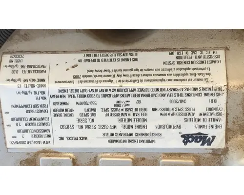 MACK MP7 Engine Assembly