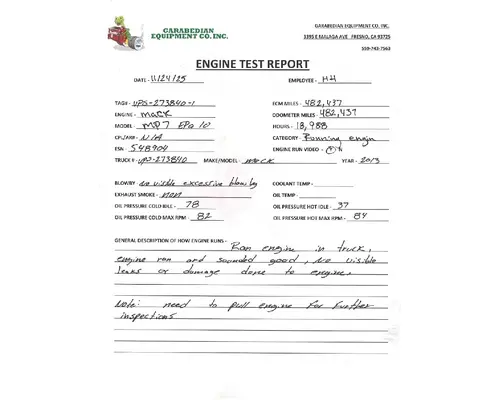 MACK MP7 Engine Assembly