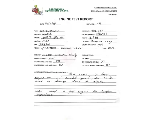 MACK MP7 Engine Assembly