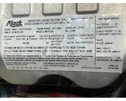 MACK MP7 Engine Assembly
