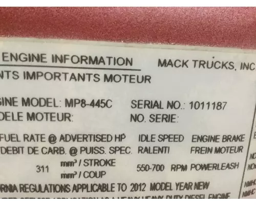 MACK MP8 EPA 10 (D13) ENGINE ASSEMBLY