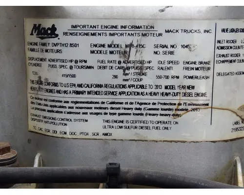 MACK MP8 EPA 13 (D13) ENGINE ASSEMBLY