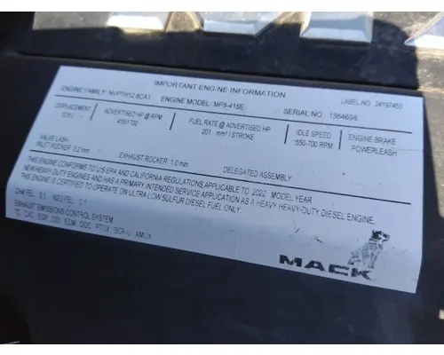 MACK MP8 EPA 17 (D13) ENGINE ASSEMBLY