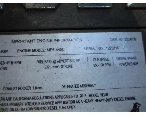 MACK MP8 EPA 17 (D13) ENGINE ASSEMBLY