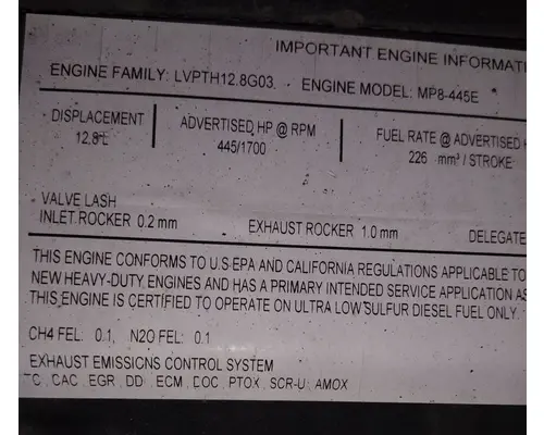 MACK MP8 EPA 17 (D13) ENGINE ASSEMBLY