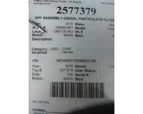 MACK MP8 DPF ASSEMBLY (DIESEL PARTICULATE FILTER)