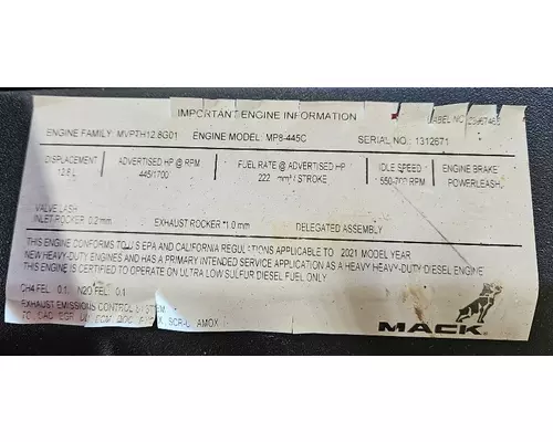 MACK MP8 Engine Assembly