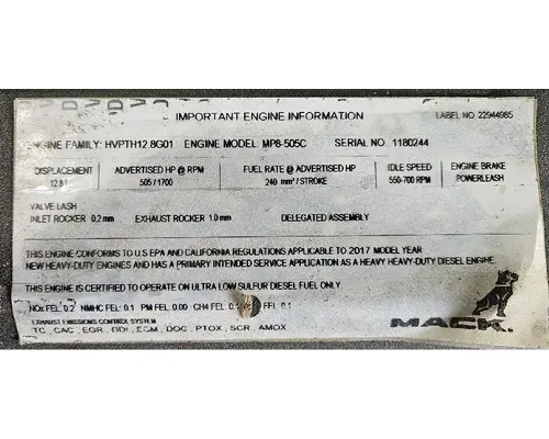 MACK MP8 Engine Assembly