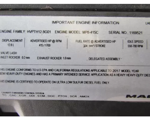 MACK MP8 Engine Assembly