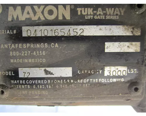 MAXON 72-25/30 SERIES LIFT GATE ASSEMBLY