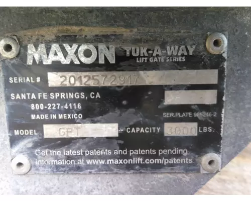 MAXON GPT SERIES LIFT GATE ASSEMBLY