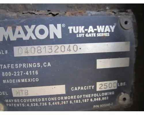 MAXON MTB SERIES LIFT GATE ASSEMBLY