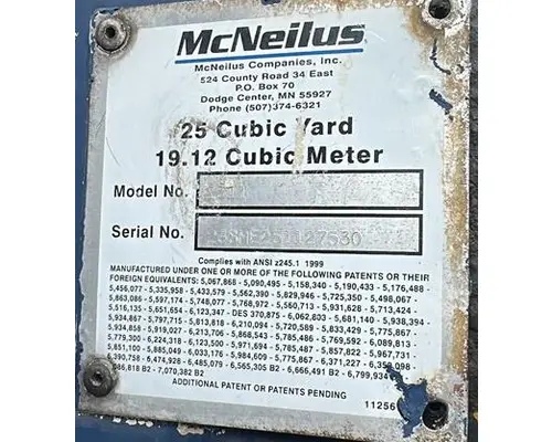 MCNEILUS REAR LOADER TRUCK BODIES, PACKER BODY