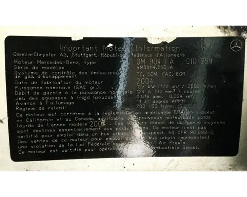 MERCEDES MBE 904 Engine Assembly