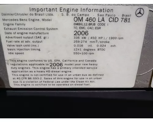 MERCEDES MBE4000 Starter Motor